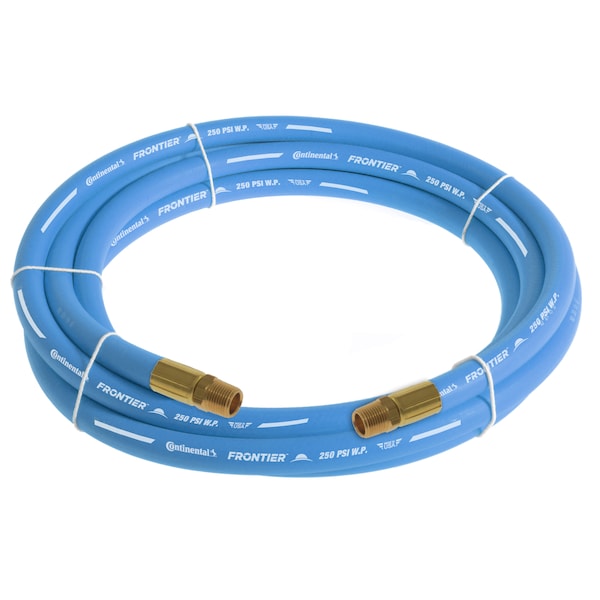 3/8" x 15' Blue EPDM Rubber Air Hose, 300 PSI, 3/8" MNPT x MNPT